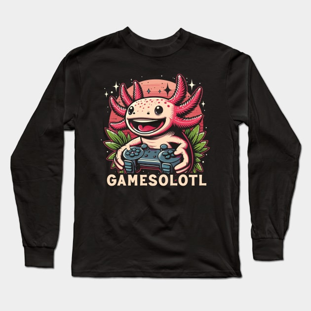 Gamesalotl Axolotl Gamer Long Sleeve T-Shirt by Trendsdk